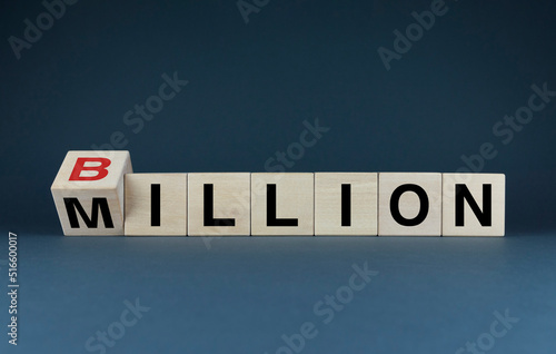 Million or Billion. Cubes form words - Million or Billion.