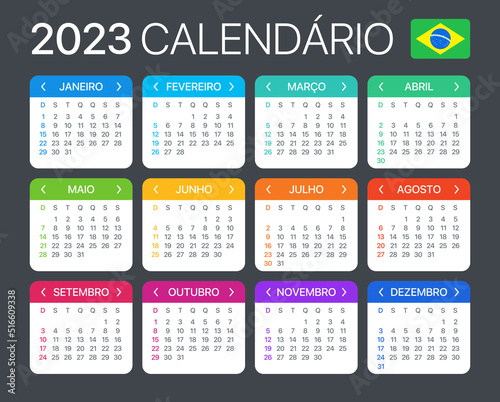 2023 Calendar - vector template graphic illustration - Brazilian version