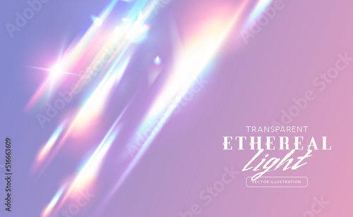 An ethereal rainbow transparent light flare effect. Vector illustration.