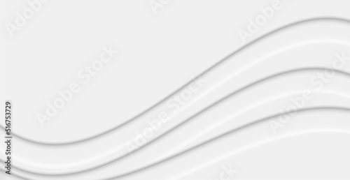 Volume stripes creating wavy curve, white 3d abstract background. Vector illustration