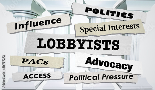 Lobbyists News Headlines Lobbying Advocates PACs Influence 3d Illustration