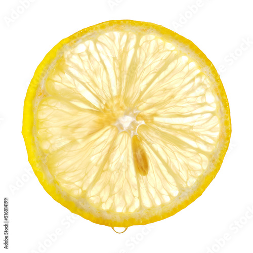 Thin slice of lemon in backlight