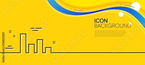 Histogram Column chart line icon. Abstract yellow background. Financial graph sign. Stock exchange symbol. Business investment. Minimal histogram line icon. Wave banner concept. Vector