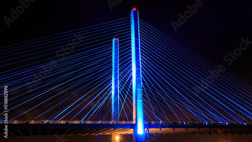 Lit up River Bridge at Night