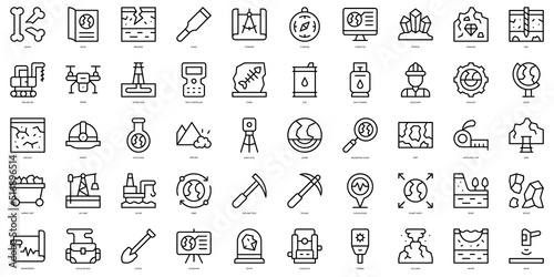 Set of thin line geology Icons. Vector illustration