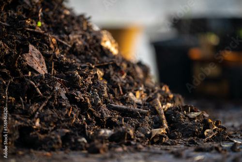 Compost pile, organic thermophilic compost turning in Tasmania Australia 