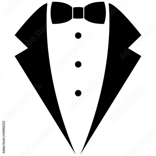 waiter suit icon on white background. tuxedo and bow tie sign. tie wedding. flat style.
