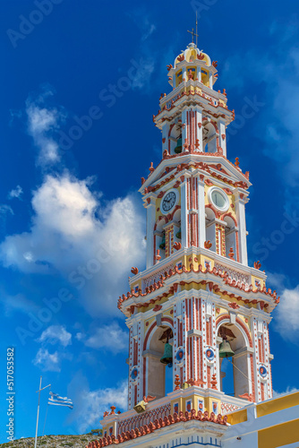 Tower of the Monastery of St. Archangel Michael of Panormitis, Symi island, Greece