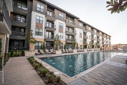 outdoor pool in a modern apartment complex