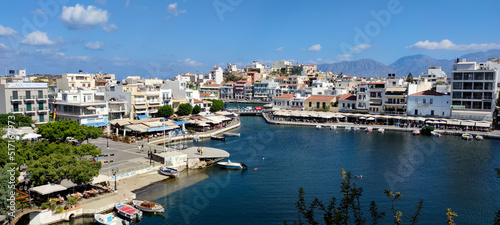 Lake Voulismeni, view of the port, Agios Nikolaos, Crete, Greece