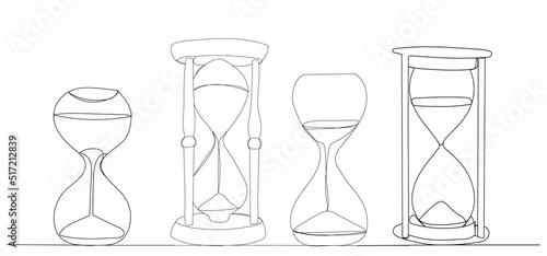 one continuous line drawing hourglass