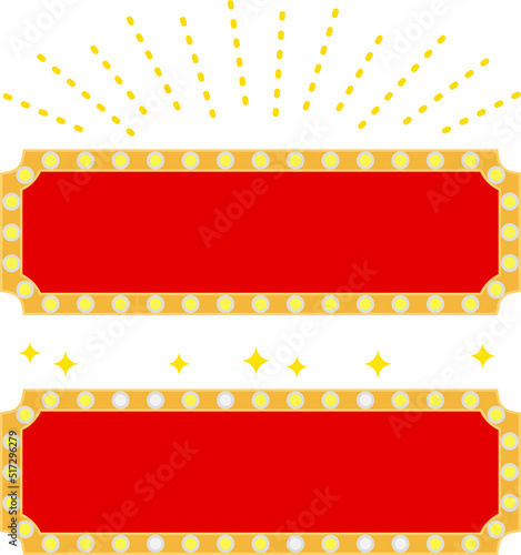 電飾付きの赤い横型看板の背景素材
