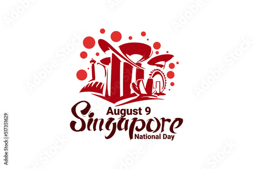 August 9, Singapore national day vector illustration. Suitable for greeting card, poster and banner.