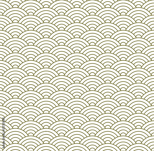 Seamless Geometric Pattern. Japanese Waves. 5 Radial Lines.
