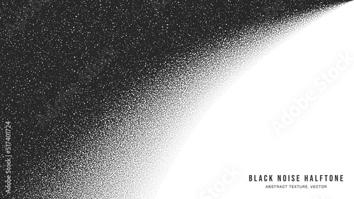 Black Noise Stipple Dotwork Halftone Gradient Vector Smooth Rounded Border Isolated On White Back. Hand Drawn Dotted Abstract Grainy Texture. Handdrawn Pointillism Art Bend Form Conceptual Abstraction