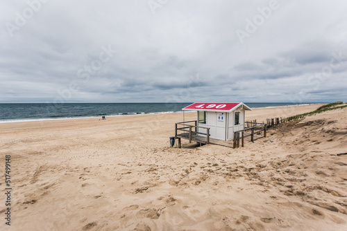 Lifeguard house on a sandy beach on sylt Island, germany
