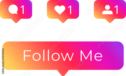 Rainbow Gradient Follow Me Button & Icons