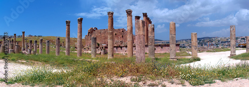 Ruins of roman temple in citiy of Jerash, Jordan
