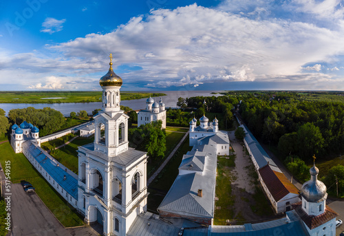 Veliky Novgorod (Novgorod the Great). Aerial view of St. George's Monastery, Russia