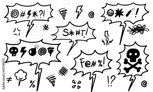 Hand drawn doodle Swearing isolated on white background . set elements, for concept design. vector illustration.