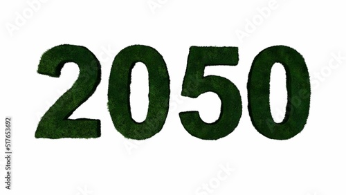 2050 Green Typography Text ( 3D Rendering 3D Illustration )