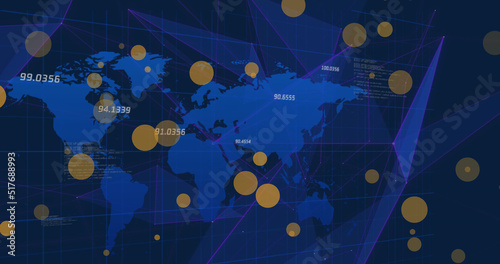 Image of data processing over world map