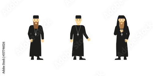 Vector image of an Orthodox male monk . The patriarch is sitting and standing. The monk. EPS 10