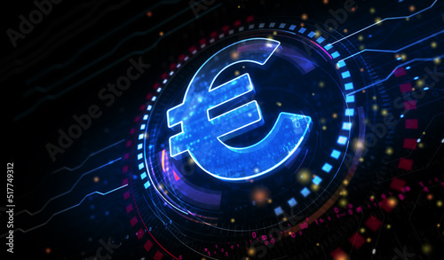 Euro currency icon and EUR money symbol digital concept 3d illustration