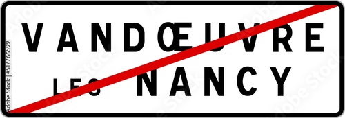 Panneau sortie ville agglomération Vandoeuvre-lès-Nancy / Town exit sign Vandoeuvre-lès-Nancy