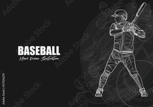 baseball player vector illustration on chalkboard. sport background design. baseball wallpaper