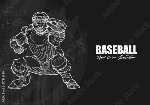 baseball player vector illustration on chalkboard. sport background design. baseball wallpaper