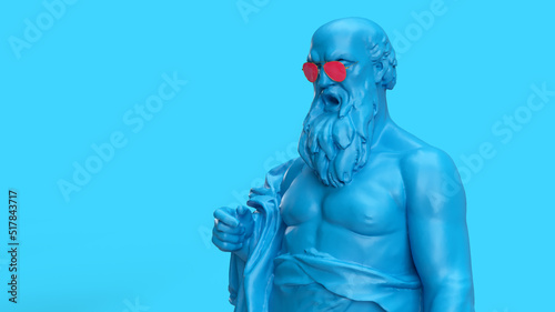 3d render muscular man minimalistic bright background with place for text