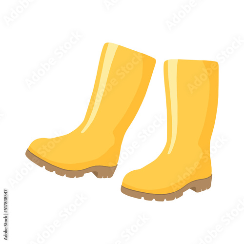 Yellow rubber boots isolated on white