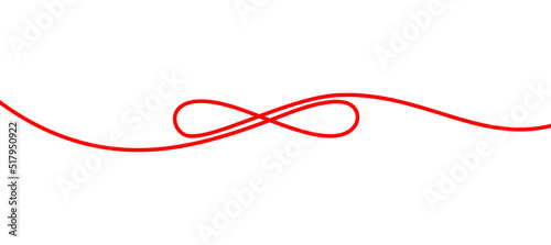 The red line weaves into an infinity sign on a white background