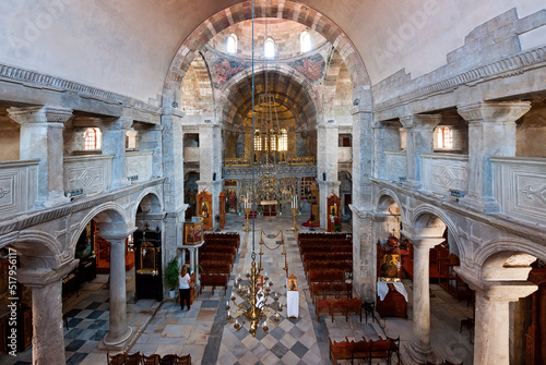 Interior of the Panagia Ekatontapyliani (also known as the Church of 100 Doors) in Parikia town, on the island of Paros in Greece