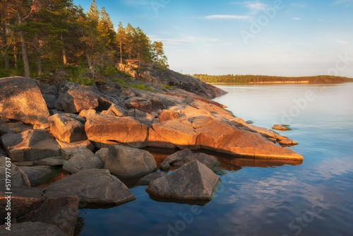 Cape Besov nose in Lake Onega in Karelia in northern Russia in summer