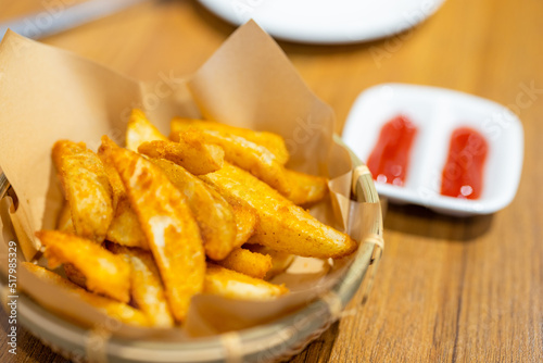 French fries with ketchup