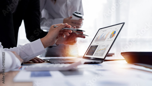 Business Team working at office with documents on his desk, doing planning analyzing the financial report, business plan investment, finance analysis concept 