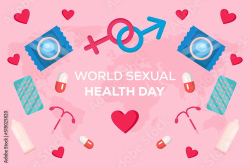 flat world sexual health day illustration background