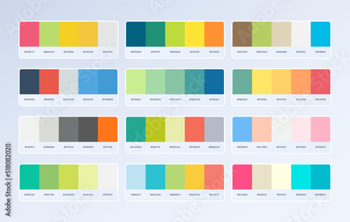 Set of bright color palette combination in rgb hex. neumorphic style color palette for ui ux design