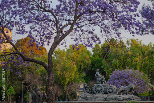 The fountain of Cibeles in Madrid Square, at colonia Roma in Mexico City - An exact copy from the original in Madrid built in 1777