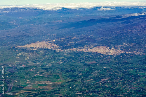 vista aerea di Biancavilla e Adrano