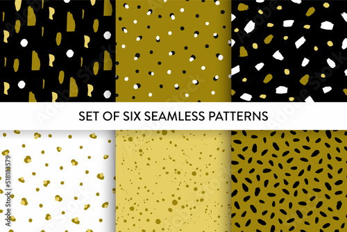 Set of pattern with cutout shapes, dots, drops.