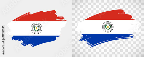 Artistic Paraguay flag with isolated brush painted textured with transparent and solid background