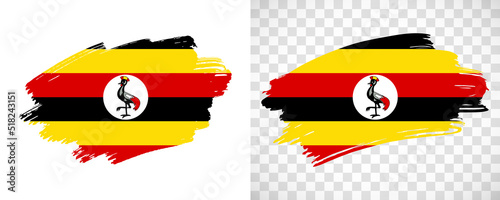Artistic Uganda flag with isolated brush painted textured with transparent and solid background