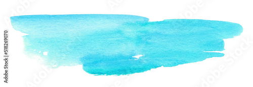 Hand drawn turquoise watercolor spot isolated on white background