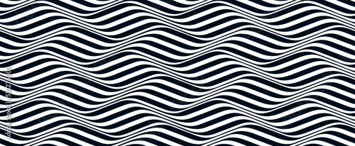Wavy lines water seamless pattern vector, 3D dimensional endless background wallpaper design image, geometric stripy curved tillable texture.