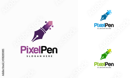 Pixel Pen logo designs concept vector, Creator logo template designs