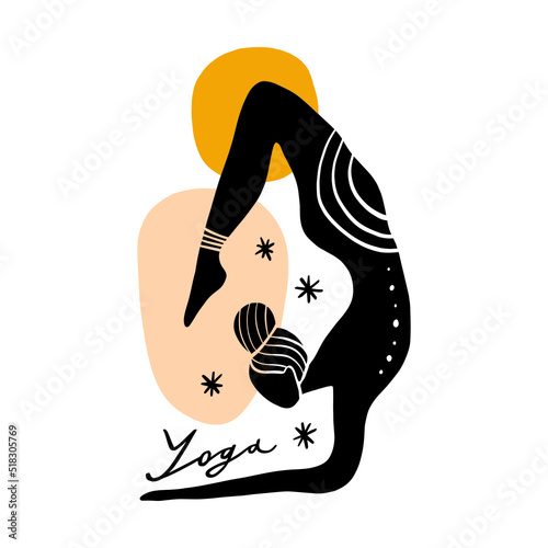 Boho sacred magic woman mystical symbol flat holistic healing meditation. Reiki new age concept modern abstract silhouette.