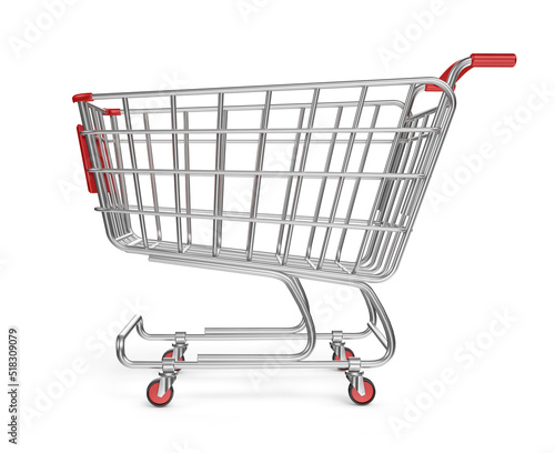 shopping cart in 3d render realistic